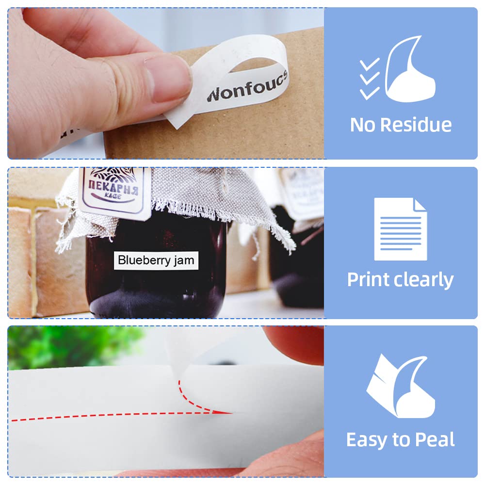 5X Wonfoucs Letratag Label Tape Compatible with Dymo Letratag Label Tape 12mm x 4m, Refills LetraTag 91221 12267 Black on Clear/White Tape for Dymo LetraTag LT-100H LT-100T LT-110T QX50 XR 2000