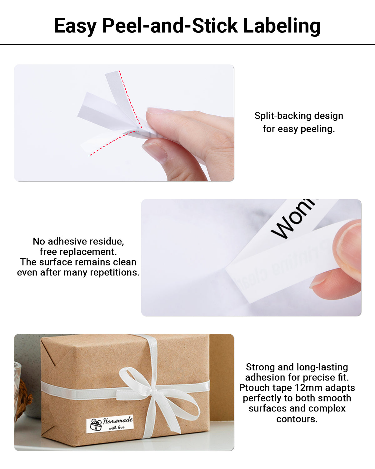 12mm 0.47 Laminated White TZ Tape Replace for Brother P-Touch Label Tape TZe-231 TZe231 TZ-231 Work with Brother Label Maker PTouch PTD220 PTH110 PTD600 PTD210 PT-P750W, 26.2 Feet, 3-Pack