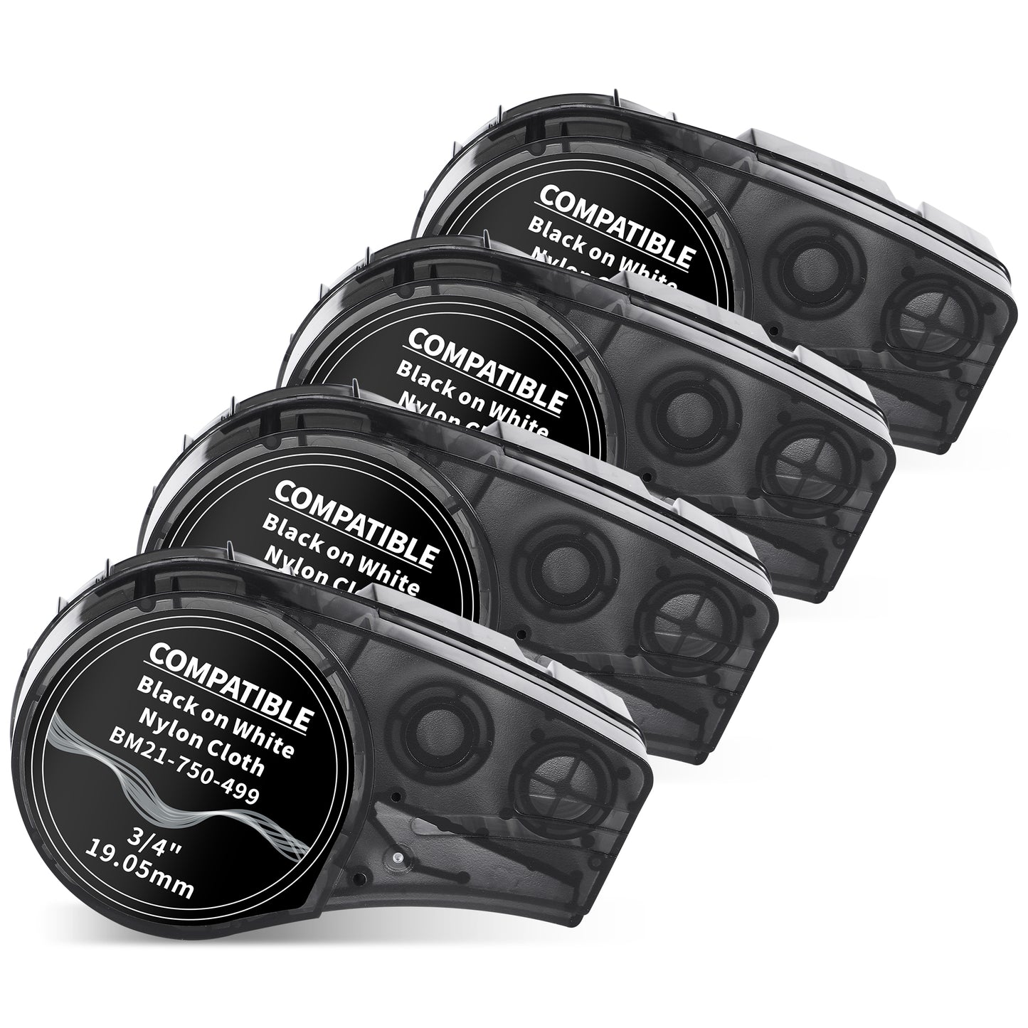 Wonfoucs Compatible Label Tape Replacememt for M21-750-499 Cartridge 3/4 inches Nylon Labels Tape, Multi-Purpose Nylon Cloth Film Label Cartridge for Wire/Cable Marking, 0.75" Width, 4-Pack