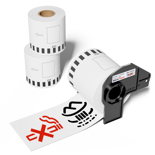 3 Rolls DK-2251 Continuous Length Label 2.4in x 50ft, Wonfoucs Compatible Label Roll for Brother DK 2251 Continuous Length Black/Red Label on White Paper Tape, Replacement for QL-820NWB QL 810W QL800