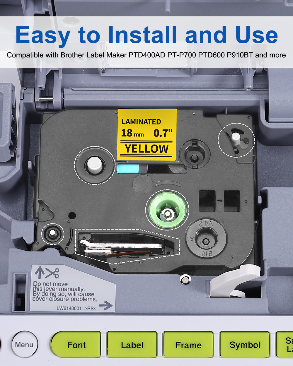 Wonfoucs TZe-641 18mm 0.7 Laminated Yellow TZ Tape Replacement for Brother TZe-641 TZe641 P Touch Label Tape Work with Brother Label Maker PTD600 PT-D610BT PT-D410 PTD400 PT-1830, 3/4 Inch, 4-Pack