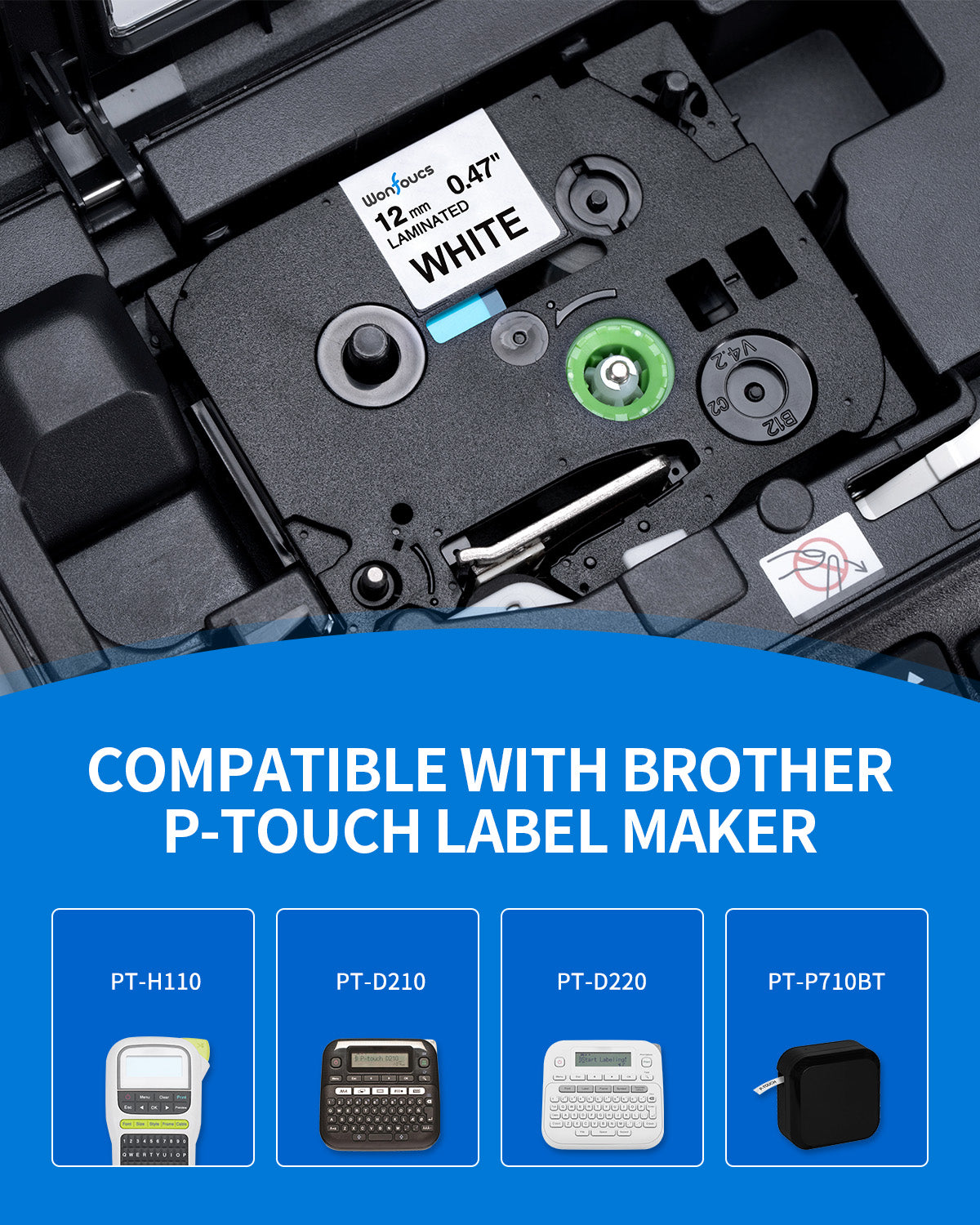 Replace for Brother Label Maker Tape 12mm 0.47 Laminated White TZ Tape TZe-231 TZe231 TZe P Touch Label Tape Work with Brother Label Maker PT-D220 PT-D210 PTH110 PT-D410 PT-1880, 4-Pack