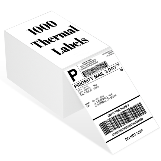 1000 Labels 4 x 6 Thermal Labels, Fanfold Shipping Label Paper for Thermal Printers, Permanent Adhesive Mailing Postage Labels for Shipping Packages, Compatible with Zebra Rollo Printer