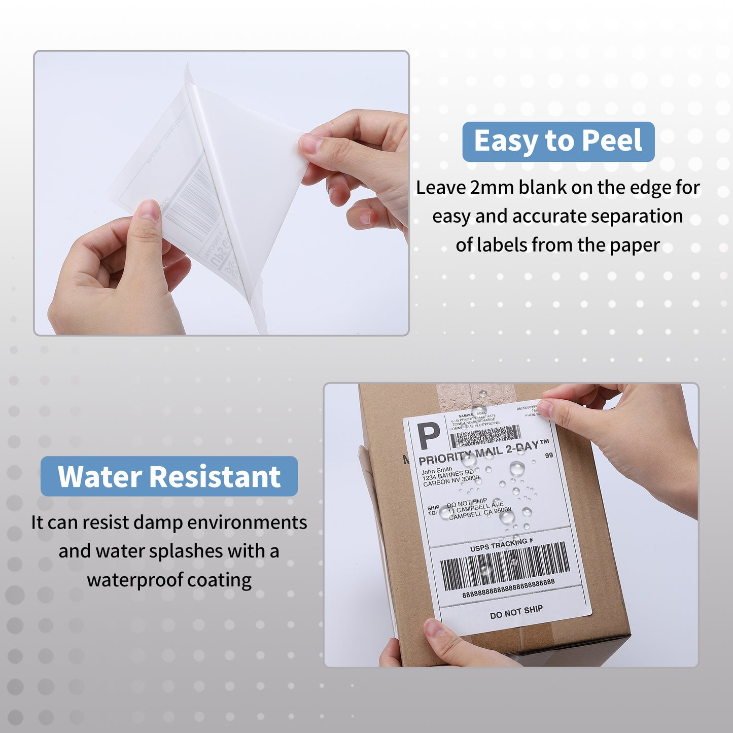 1000 Labels 4 x 6 Thermal Labels, Fanfold Shipping Label Paper for Thermal Printers, Permanent Adhesive Mailing Postage Labels for Shipping Packages, Compatible with Zebra Rollo Printer