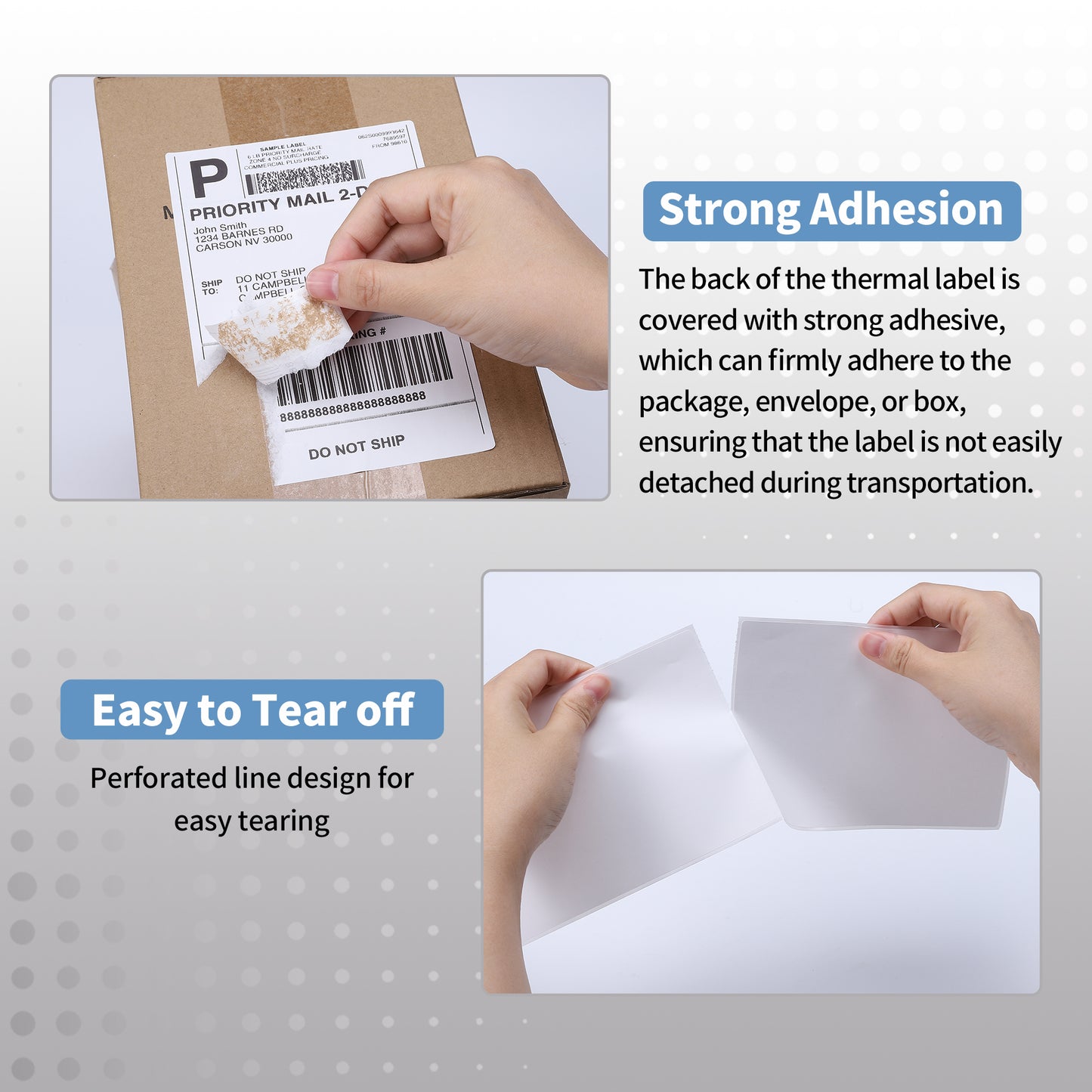 1000 Labels 4 x 6 Thermal Labels, Fanfold Shipping Label Paper for Thermal Printers, Permanent Adhesive Mailing Postage Labels for Shipping Packages, Compatible with Zebra Rollo Printer