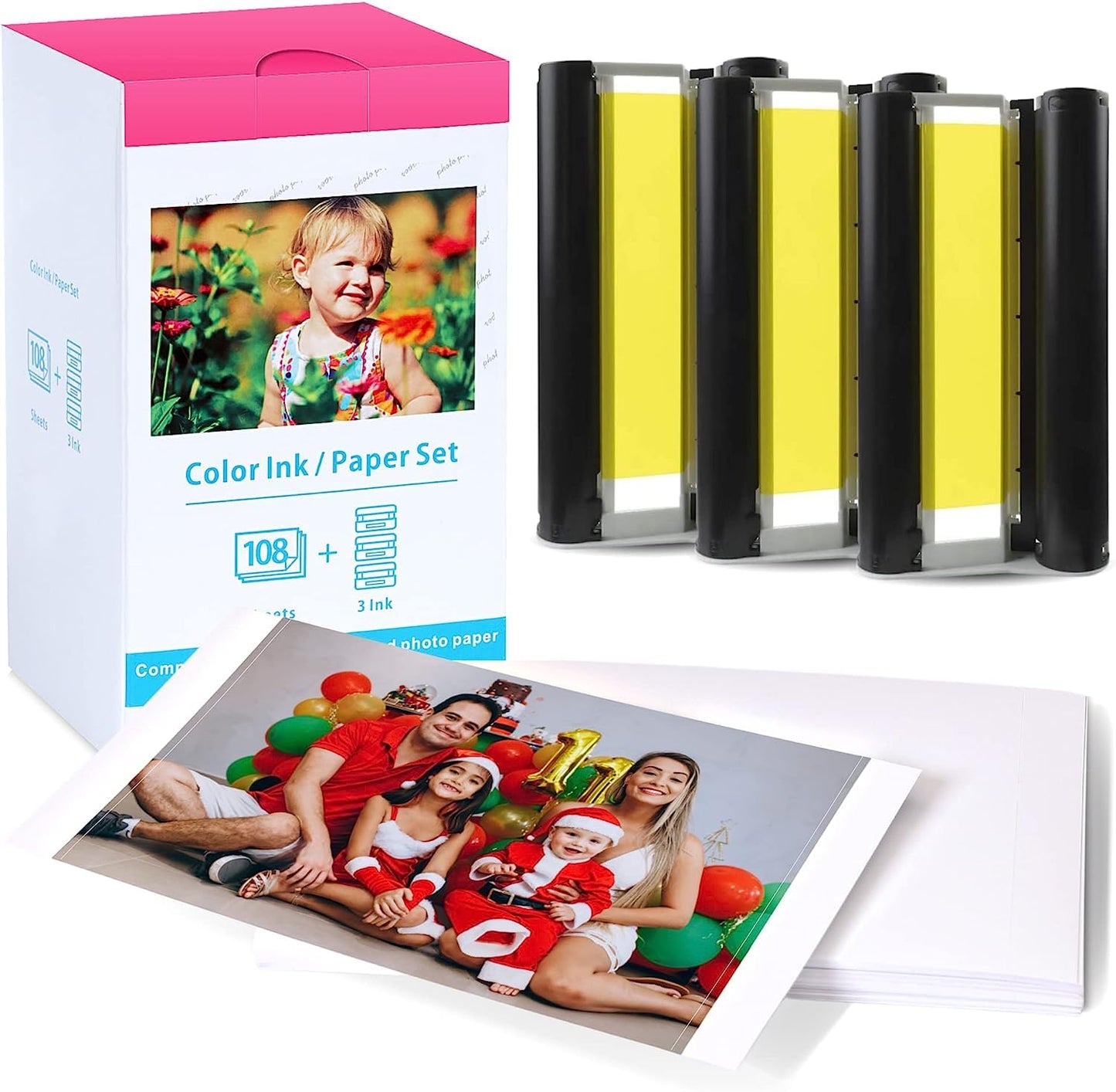 Compatibile con Canon Selphy C1500 CP1300 Cartucce e Carta 3115B001(AA) KP-108IN, per Stampante Fotografica Selphy CP1200 CP1000 CP910 CP900 CP810, 3 Cartucce e 108 Carta Fotografica,10 x 15 cm