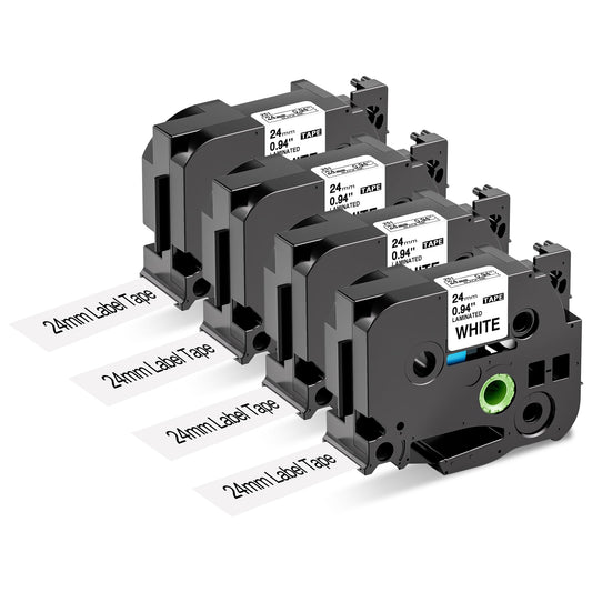 TZe-251 TZ Tape 24mm 0.94 Laminated White Replace for Brother Label Maker Tape TZe251 TZ-251, Ptouch TZ Tape 1 Inch, Compatible with Brother P-Touch PT-D610BT PT-D600 PT-P710BT PT-P700, 4-Pack
