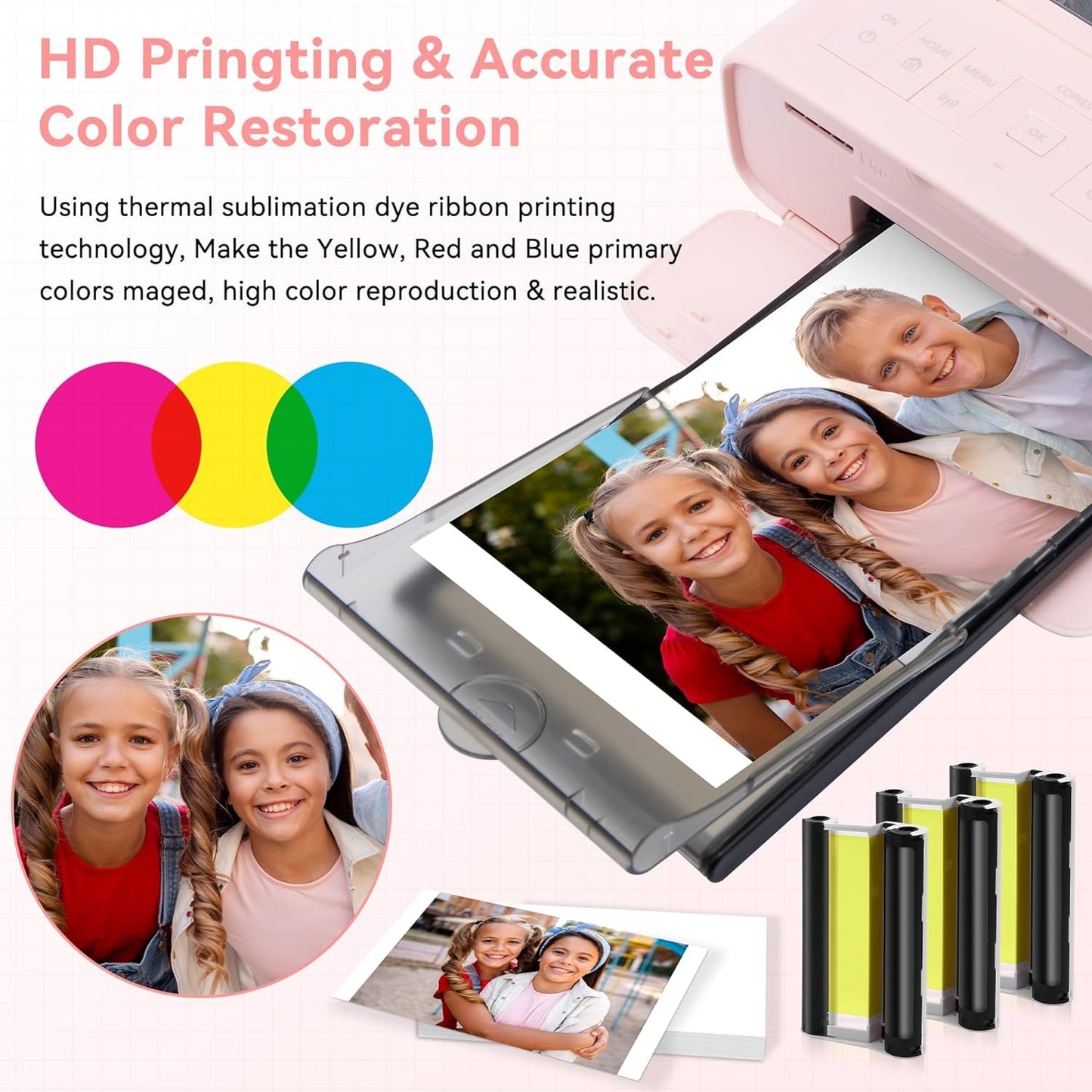 Compatible for Canon Selphy CP1300 CP1500 Ink and Photo Paper Set for Canon Printer CP1200 CP1000 CP910 CP900 CP810, KP-108IN 3 Color Ink Cartridges and 108 Sheets 100 x 148mm Photo Paper Glossy