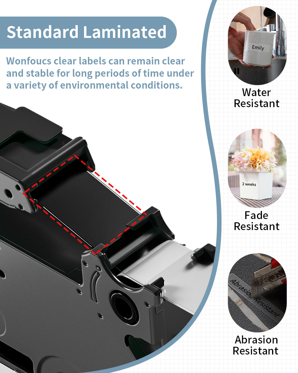 Wonfoucs TZ Tape Black on Clear 18mm 0.7 Laminated Replacement for Brother TZe-141 TZe141 P Touch Label Tape Work with Brother Label Maker PTD600 PT-D610BT PT-D410 PTD400 PT-1830, 3/4 Inch, 4-Pack