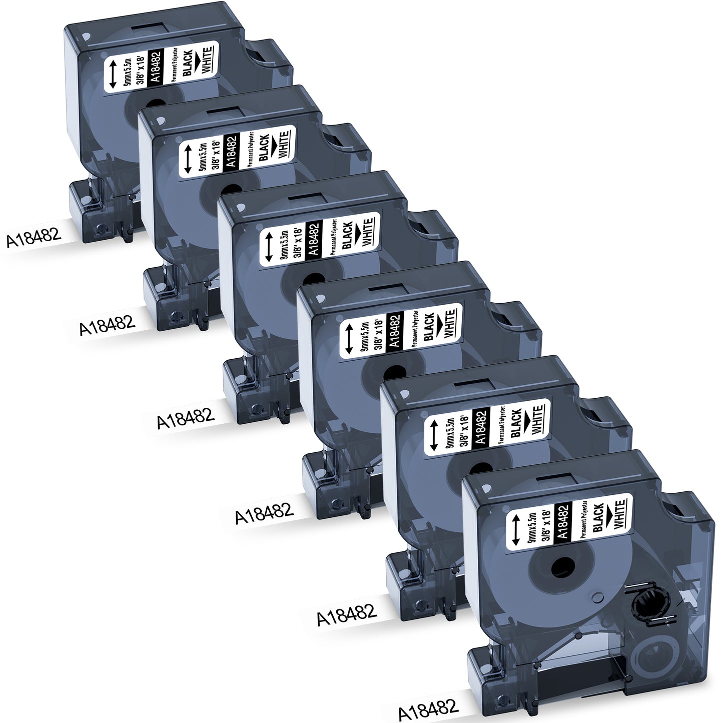 Wonfoucs Compatible for Dymo Rhino 18482 Permanent Polyester Label Tapes 3/8" x 18', Industrial Rhino Black on White Label Compatible for Dymo Rhino 5200, 4200, 5000, 6000 Label Makers, 9mm x 5.5m