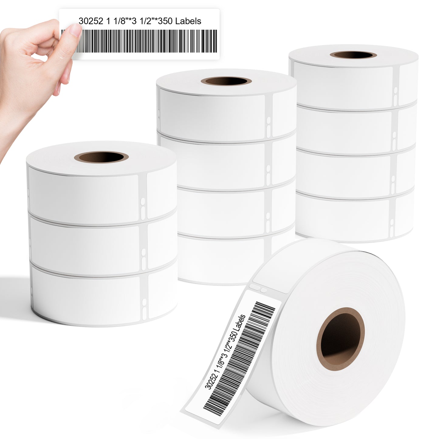 12 Rolls Compatible DYMO 30252 (1-1/8" x 3-1/2") LW White Mailing Address Labels & Barcode Labels - Compatible with DYMO Labelwriter 450, 4XL & Zebra Desktop Printers, 4200 Labels Total