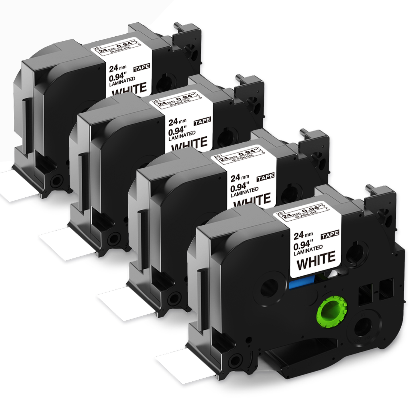 TZe-251 24mm 0.94" Laminated TZe TZ Tape Replace for Brother PTouch TZe251 TZ-251 TZ251 P Touch Label Tape 1" Work with Brother Label Maker PTD600 PT-P710BT PT-P750W PT-P700, 26.2 Feet, 4-Pack