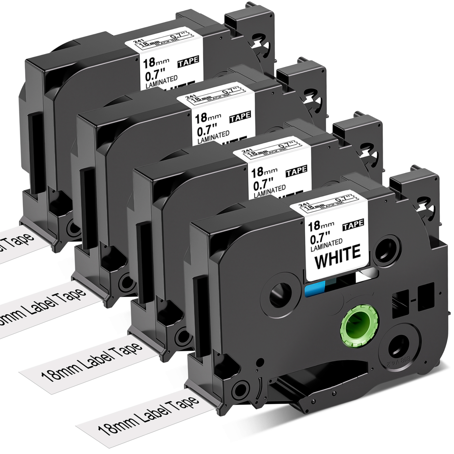 TZ Tape 18mm 0.7 Laminated White Replacement for Brother TZe-241 TZe241 P Touch Label Tape Work with Brother Label Maker PTD600 PT-D610BT PT-D410 PTD400 PT-1830 PT-2430, 3/4 Inch x 26.2 Feet, 4-Pack